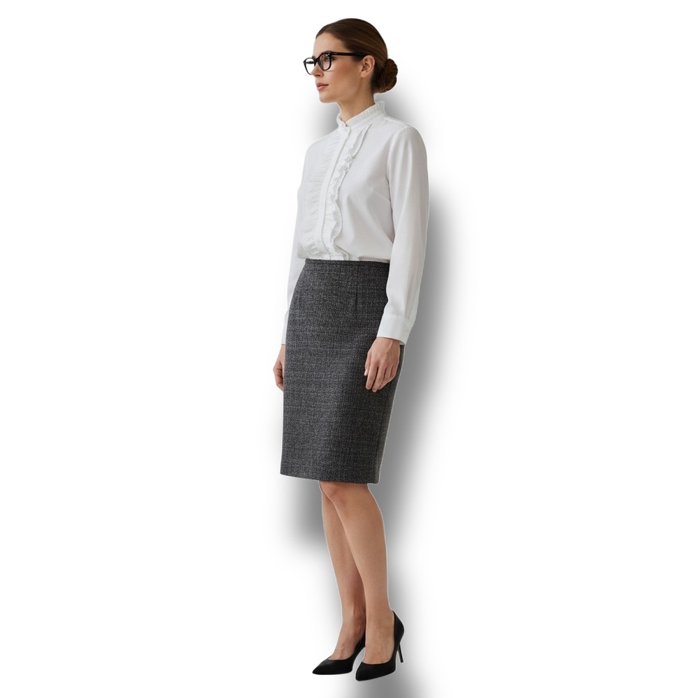 Danny & Nicole Women’s Tweed Pencil Midi Skirt for Business Suit Black/Gray 14W